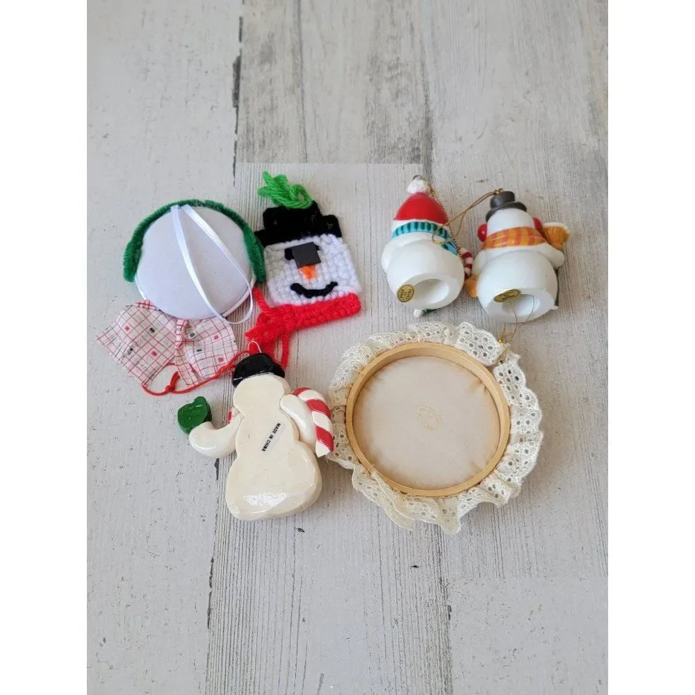 Unique snowman broom face set ornament‎ Xmas snow